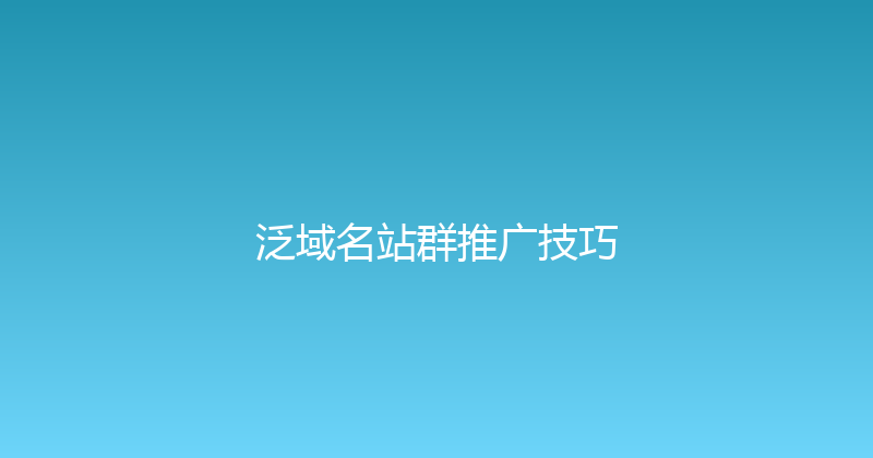 泛域名站群推广技巧 封面图