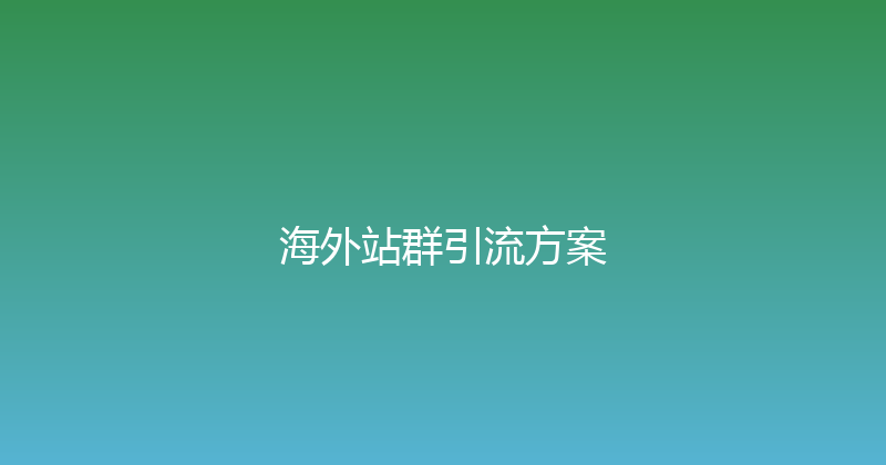 海外站群引流方案 封面图